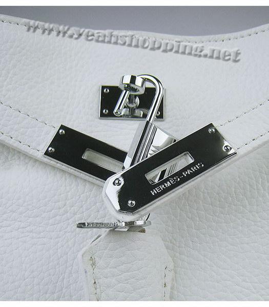 Hermes So Kelly Bag White Togo Leather Silver Metal-6