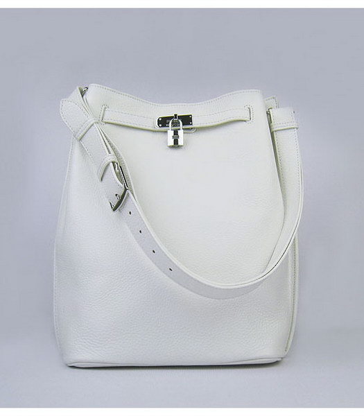 Hermes So Kelly Bag White Togo Leather Silver Metal