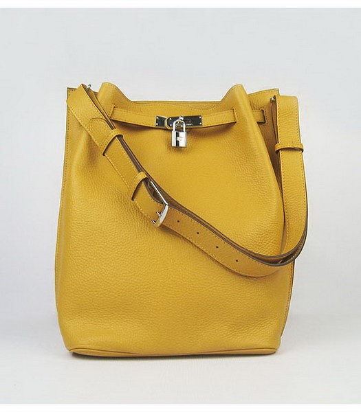 Hermes So Kelly Bag Yellow Togo Leather Silver Metal