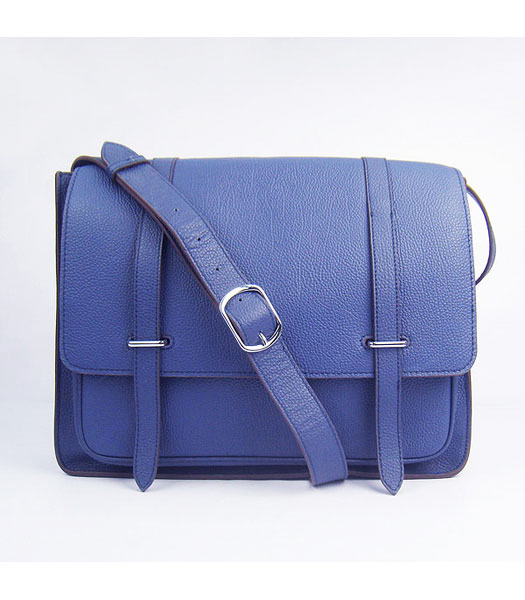 Hermes Steve Medium Togo Leather Messenger Bag Dark Blue