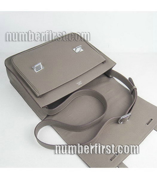 Hermes Steve Medium Togo Leather Messenger Bag Khaki-5