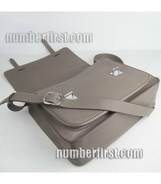 Hermes Steve Medium Togo Leather Messenger Bag Khaki-6