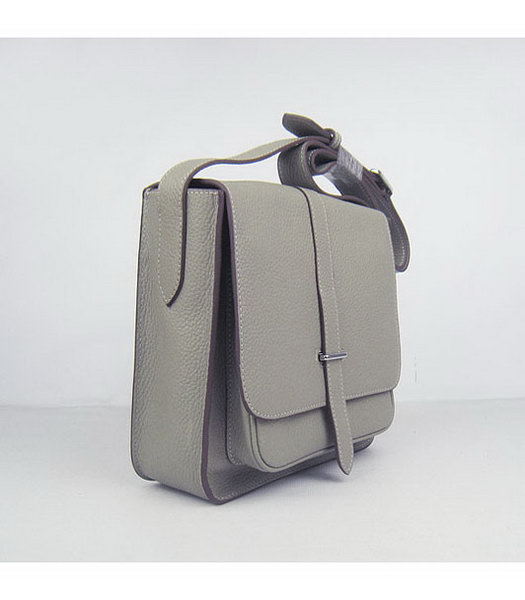 Hermes Steve Togo Leather Messenger Bag Grey-1