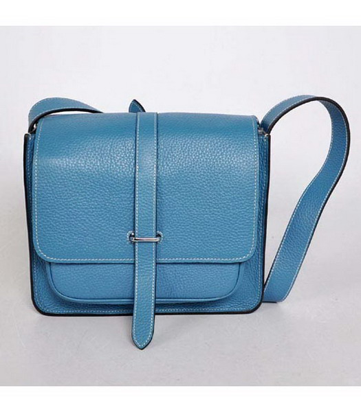 Hermes Steven 25CM Togo Leather Bag in Middle Blue