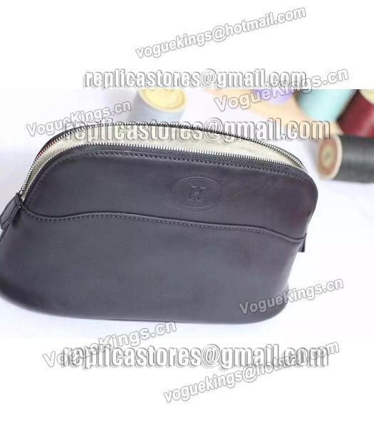 Hermes Swift Leather Zipper Cosmetic Bag Black-5