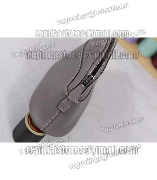 Hermes Swift Leather Zipper Cosmetic Bag Grey-3