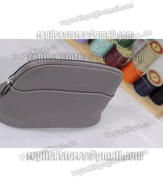 Hermes Swift Leather Zipper Cosmetic Bag Grey-5