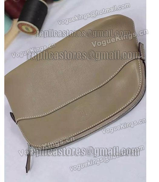 Hermes Swift Leather Zipper Cosmetic Bag Khaki-1