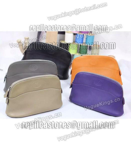 Hermes Swift Leather Zipper Cosmetic Bag Khaki-7