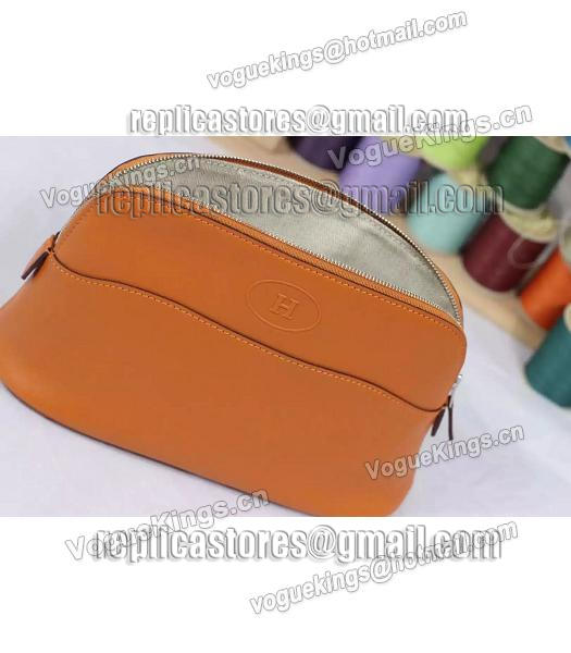 Hermes Swift Leather Zipper Cosmetic Bag Orange-2