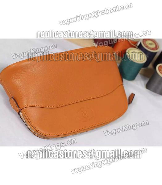 Hermes Swift Leather Zipper Cosmetic Bag Orange-3