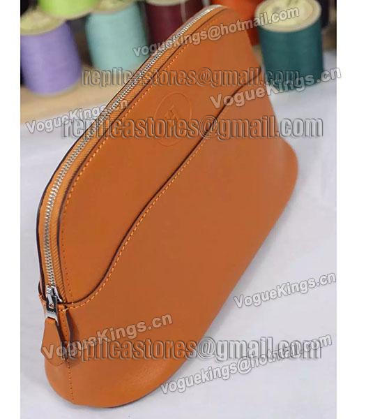 Hermes Swift Leather Zipper Cosmetic Bag Orange-4
