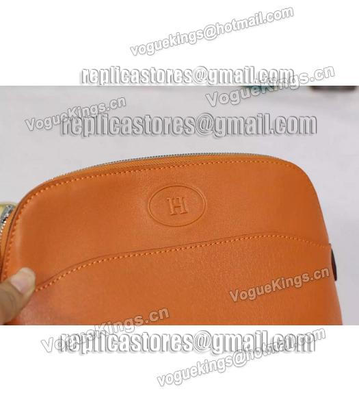Hermes Swift Leather Zipper Cosmetic Bag Orange-5