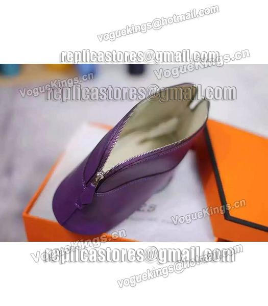 Hermes Swift Leather Zipper Cosmetic Bag Purple-3