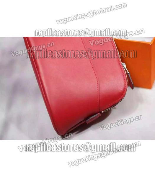 Hermes Swift Leather Zipper Cosmetic Bag Red-3
