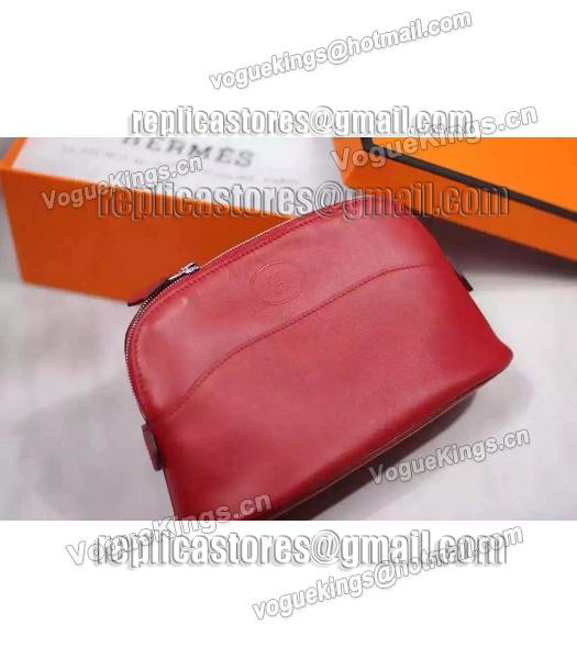 Hermes Swift Leather Zipper Cosmetic Bag Red-5