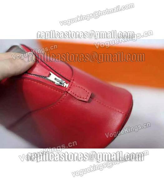 Hermes Swift Leather Zipper Cosmetic Bag Red-6