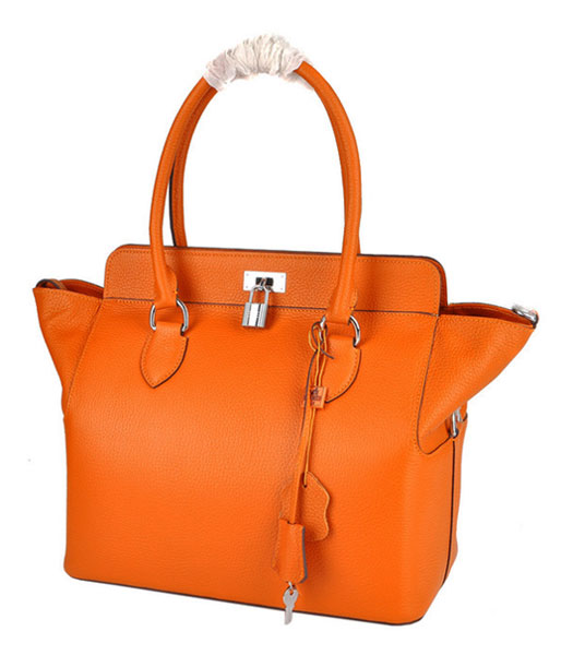 Hermes Toolbox 30cm Togo Leather Bag in Orange with Strap