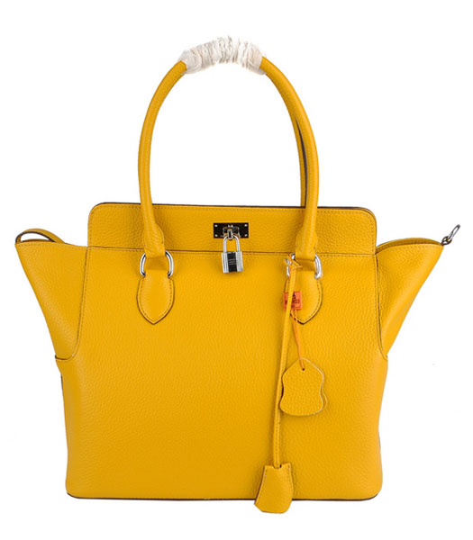 Hermes Toolbox 30cm Togo Leather Bag in Yellow with Strap