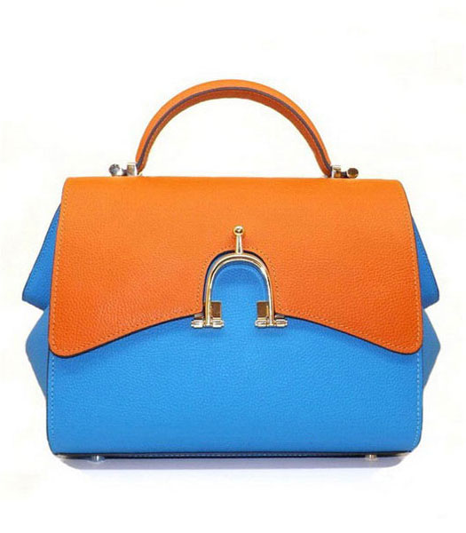 Hermes Top Frame Togo Leather Bag BlueOrange