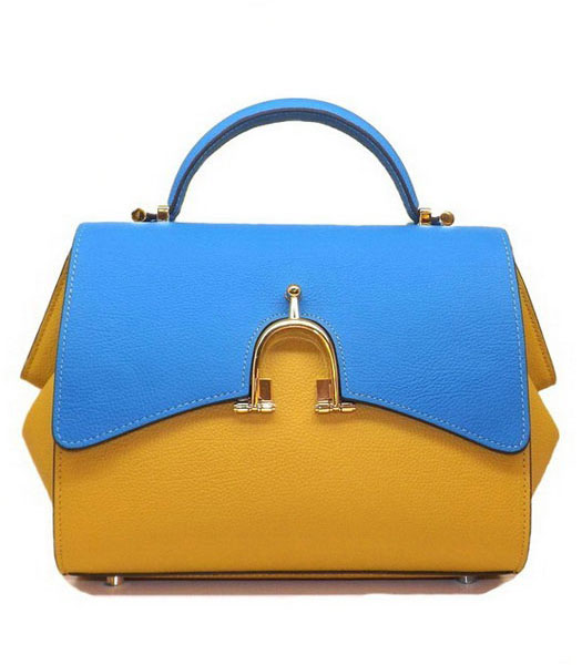 Hermes Top Frame Togo Leather Bag YellowBlue