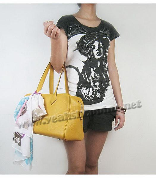 Hermes Victoria II Tote Bag Yellow Leather with Scarf-9