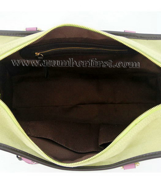 Loewe Amazone Nubuck Suede Leather Bag in Green_Dark Coffee_Fuchsia-6