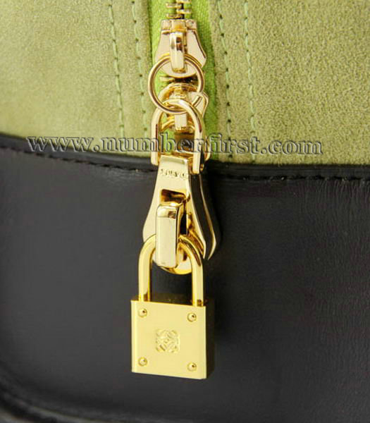 Loewe Amazone Nubuck Suede Leather Small Bag in Green_Dark Coffee_Fuchsia-4