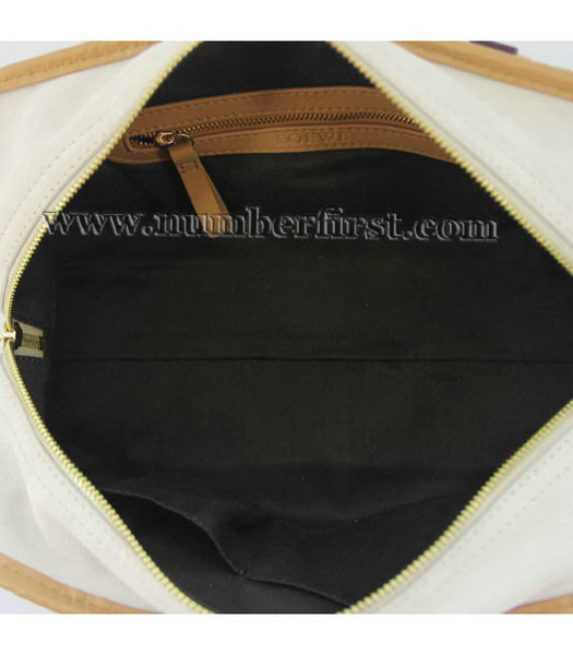 Loewe Amazone Nubuck Suede Leather Small Bag in Offwhite_Earth Yellow_Jujube Red-5