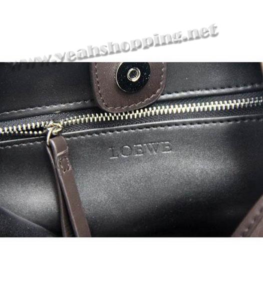 Loewe Scrubing Leather Tote Bag Dark Coffee-4