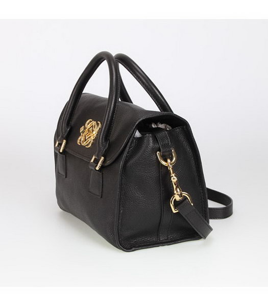 Loewe Small Tote Handbags Black Calfskin Veins Leather-1