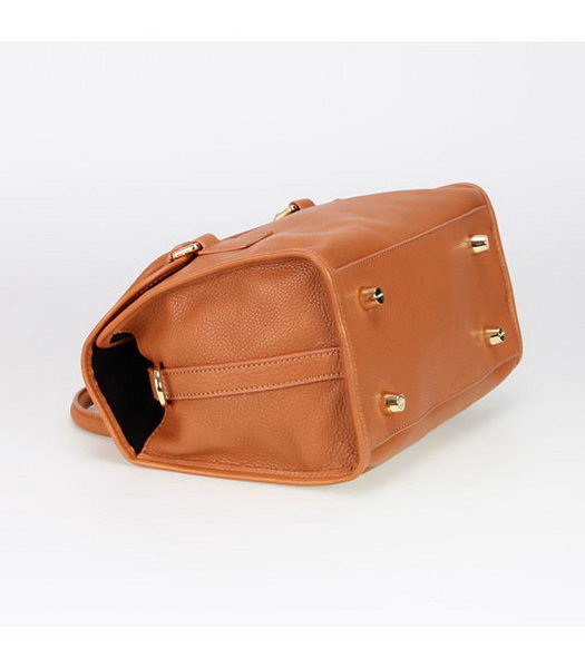Loewe Small Tote Handbags Dark Apricot Calfskin Veins Leather-4
