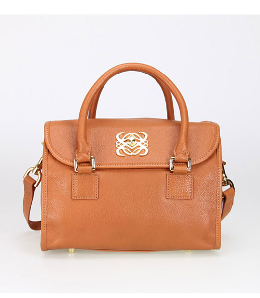 Loewe Small Tote Handbags Dark Apricot Calfskin Veins Leather