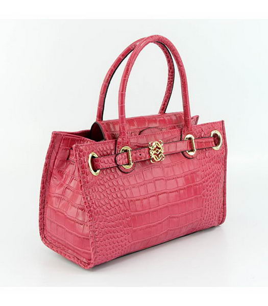 Loewe Tote Handbags Red Leather Crocodile Veins with PU Lining-1
