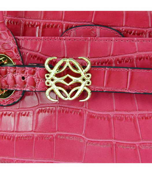 Loewe Tote Handbags Red Leather Crocodile Veins with PU Lining-3