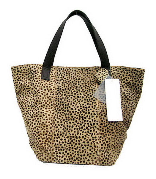 Marni Apricot Leopard Leather Small Tote Handbag