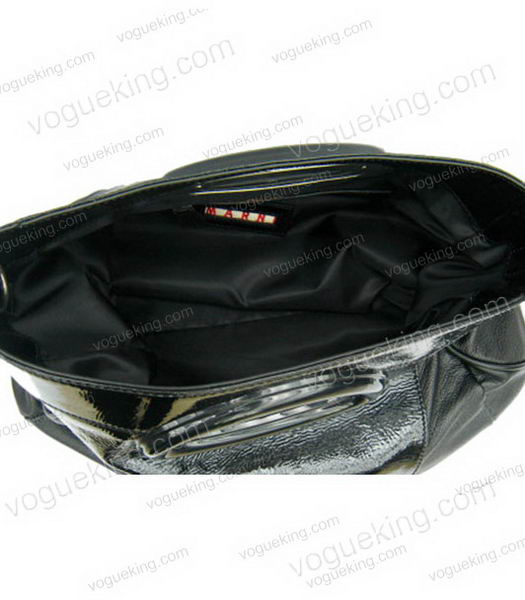 Marni Black Lambskin Rugosity Patent Medium Handbag-3
