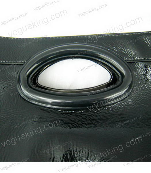 Marni Black Lambskin Rugosity Patent Medium Handbag-4