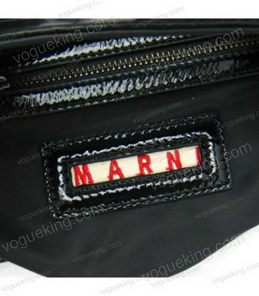 Marni Black Lambskin Rugosity Patent Medium Handbag-5