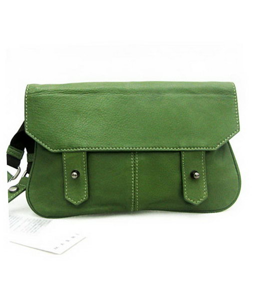 Marni Clutch Bag Green Nappa Leather Wristlet