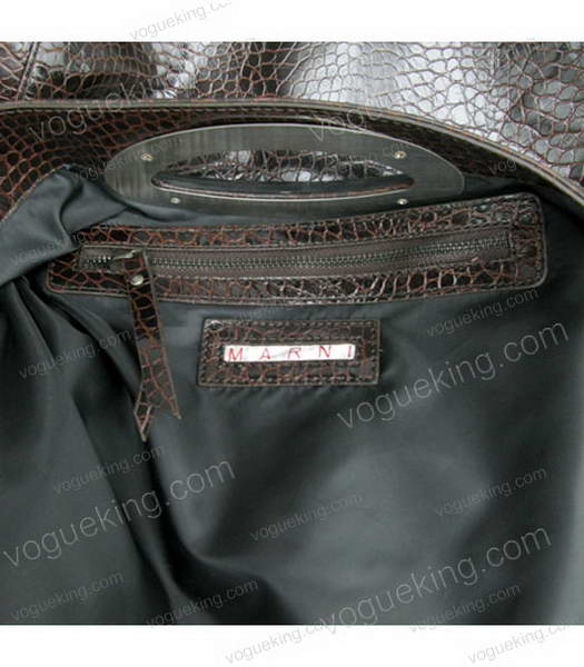 Marni Dark Coffee Python Veins Leather Large Handbag-4