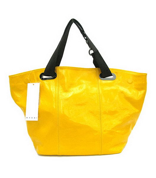 Marni Oversized Yellow Leather Tote Bag