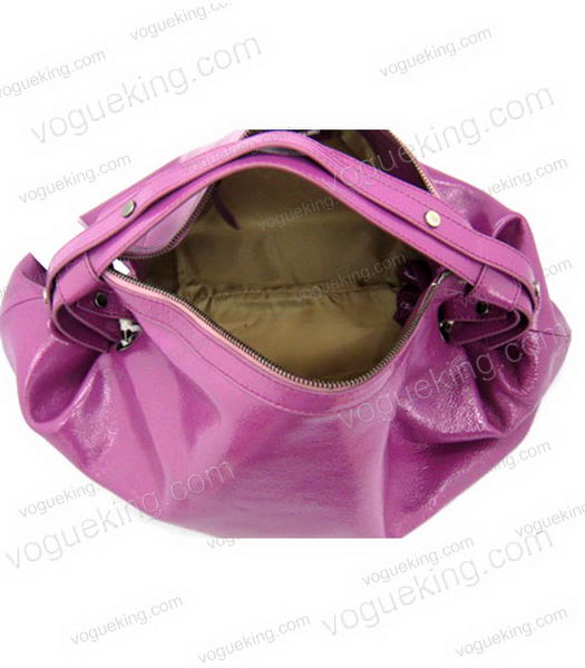 Marni Purple Shiny Leather Shoulder Hobo Bag-4