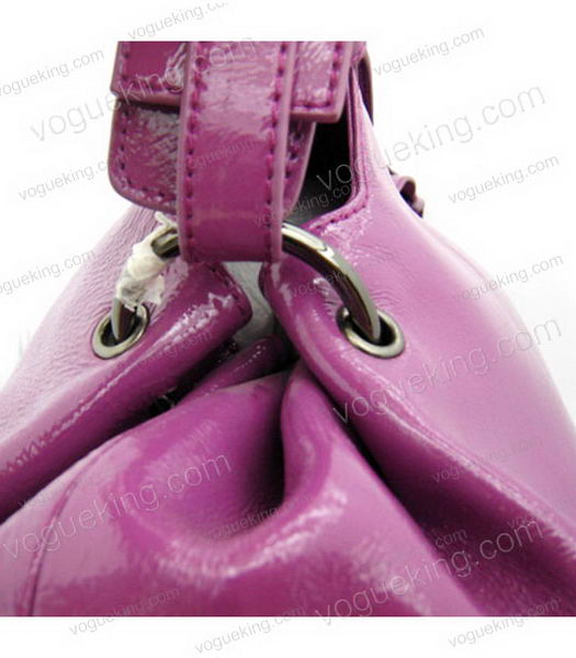 Marni Purple Shiny Leather Shoulder Hobo Bag-5