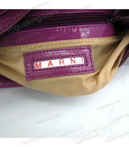 Marni Purple Shiny Leather Shoulder Hobo Bag-6
