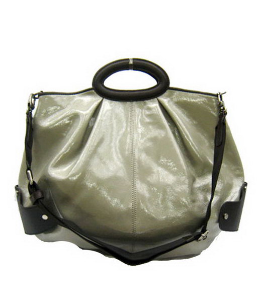 Marni Shiny Grey Patent Leather Large Balloon Bag
