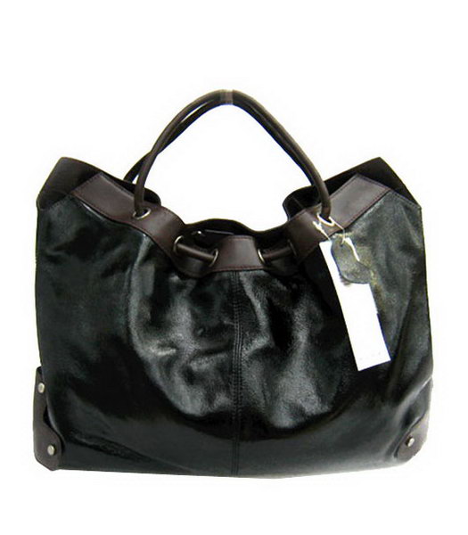 Marni Shiny Leather Handle Bag Black 