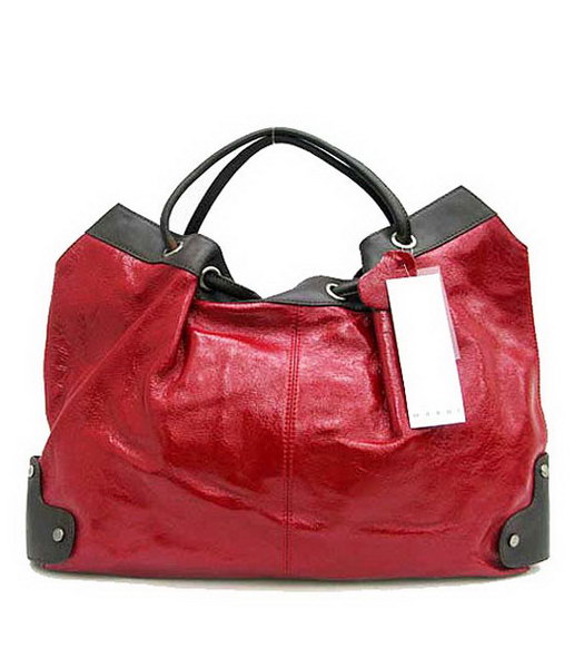 Marni Shiny Leather Handle Bag Red