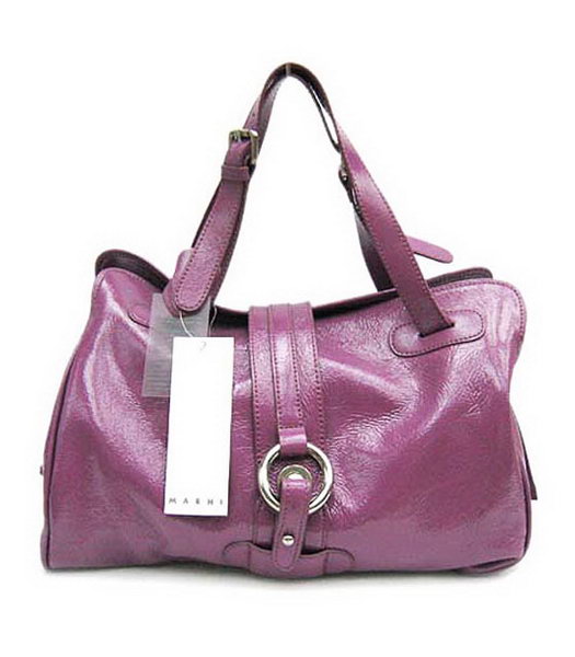 Marni Shiny Leather Shopping Bag Purple