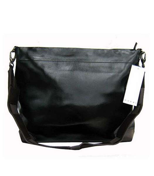 Marni Shiny Nappa Leather Shoulder Handbag Black